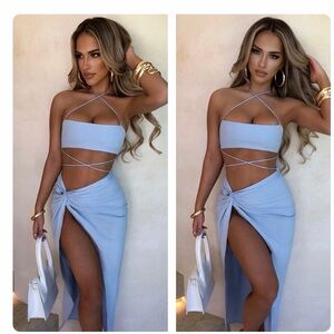 Chic Light Blue Two Piece Set